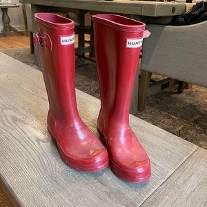 Hunter kids red gloss rain boots